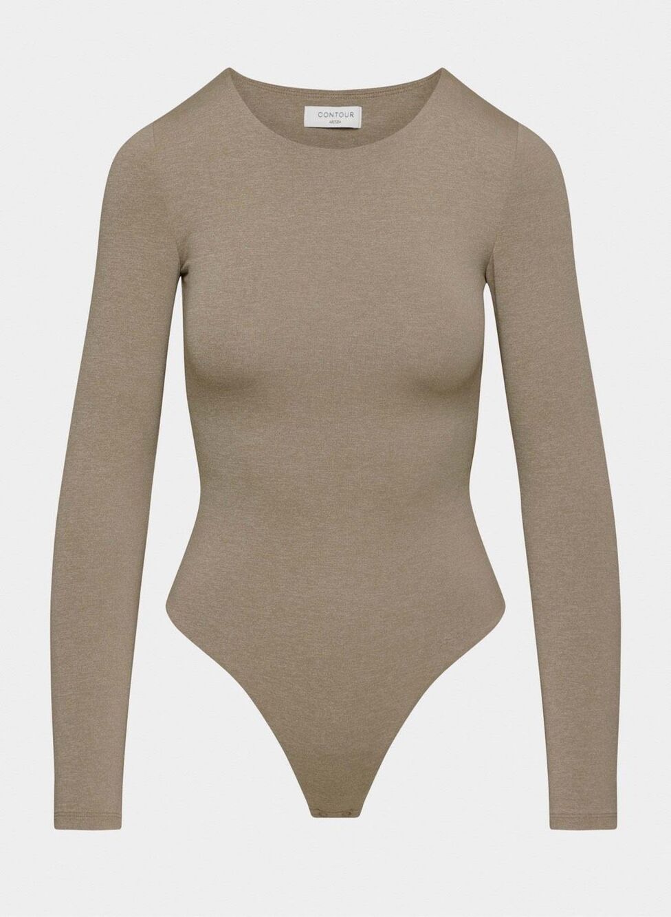 Aritzia Women's Contour Crew Neck Long Sleeve tan Bodysuit XL NEW